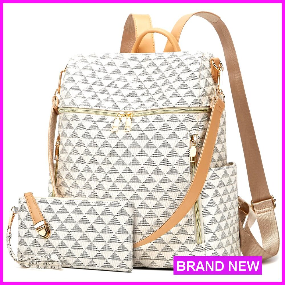 Pu Leather Convertible Backpack Purse With Wallet, Travel Satchel For Women